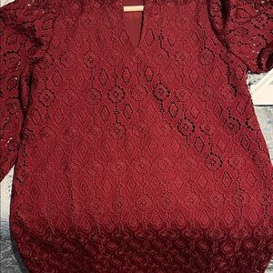 Caslon Burgundy Lace V-Neck Tunic